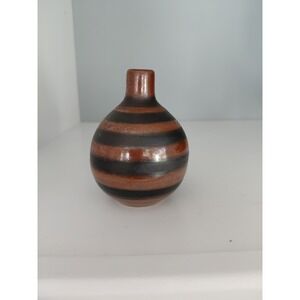 Vintage OMC  Otagiri Japan Pottery Bud Vase Mini 3"  Brown Black Brown‎ Artist
